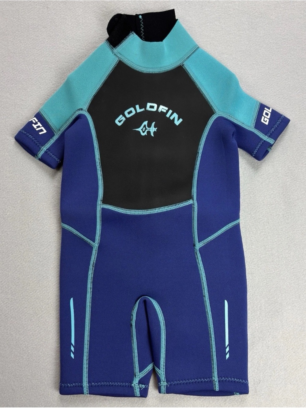 Toddler Wetsuit 3mm Short Sleeve Neoprene Back Zip Size 2 Blue, See Measurements